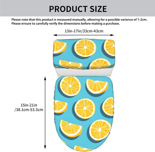 Lemon wedges Printed Toilet Seat Cover Set (2 Pieces) - With Tank Lid - Fits U-shaped or Extended Toilets - Perfect for Housewarming, Birthdays, and Gifts
