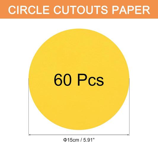 60 PCS Golden Yellow Circle Cutouts Paper, 6 Inch Round Cutouts 200gsm/75lb Circle Cardstock for DIY Crafts Classroom Bulletin Board Decoration