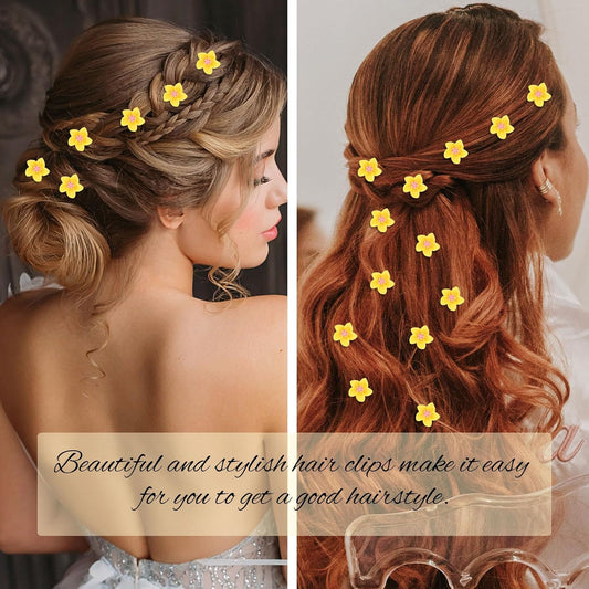 20 Pcs Mini Yellow Flower Hair Clips for Girls Women Cute Hair Pins Small Lily Flower Clips for Hair Wedding Hair Barrettes Bridal Hair Accessories for Girls Women