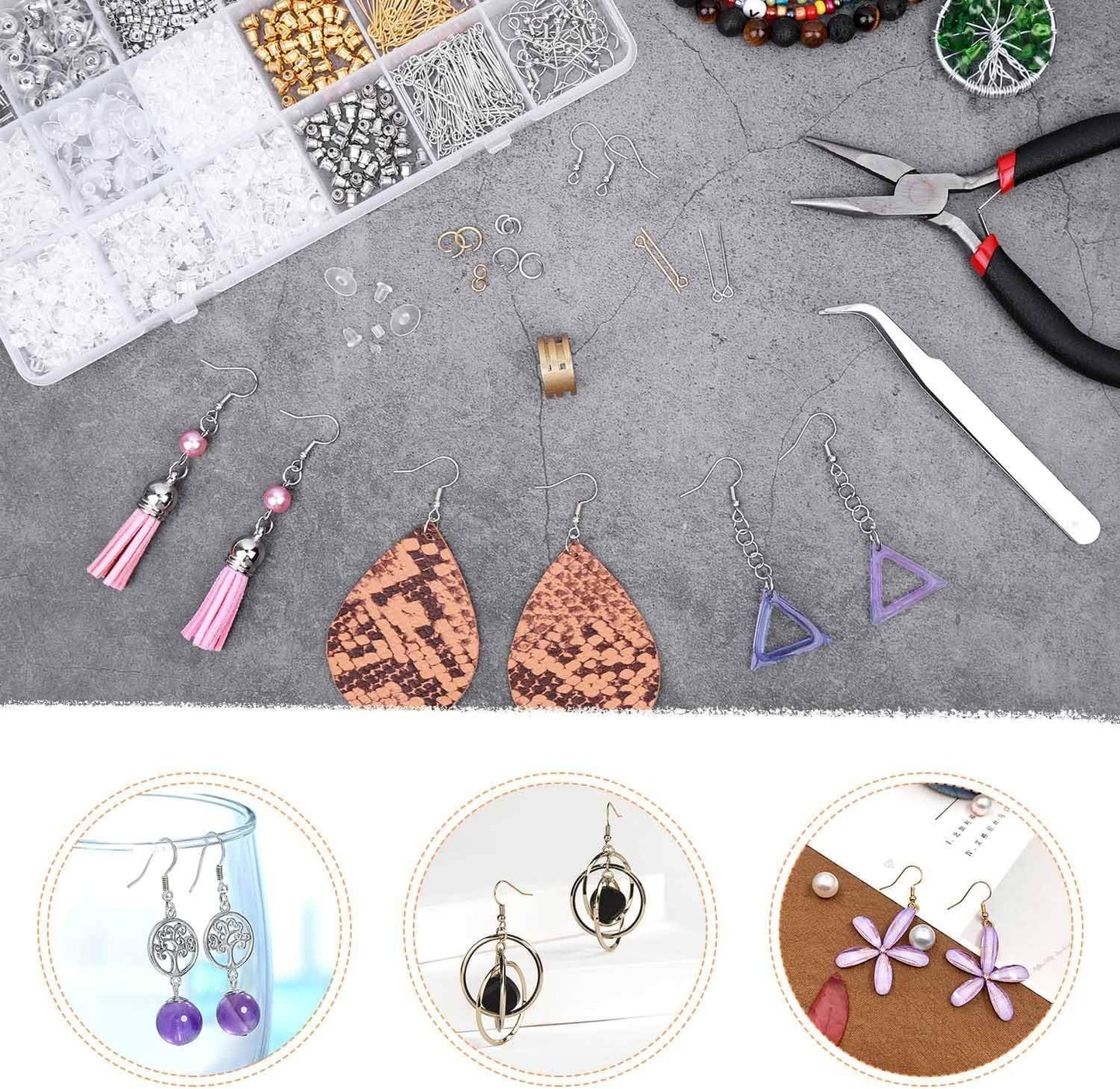 Earring Making Kit with Earring Hooks Findings, Earring Backs Posts, Jump Rings for Jewelry Making Supplies, 2320Pcs