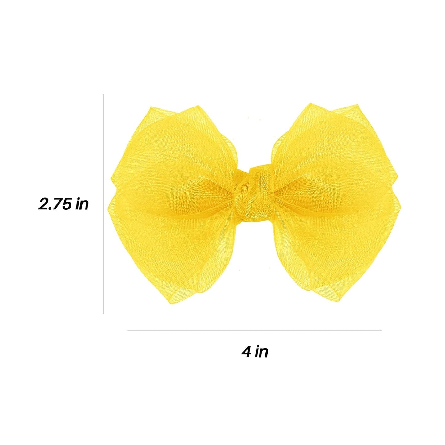 Daffodil Yellow Mesh Hair Bow Clips 4IN Organza Double Tulle Ribbon Bowknot Alligator Barrettes for Teens Toddler Girl Spring Summer Fall Dress outfit Decor Accessory Easter Gift