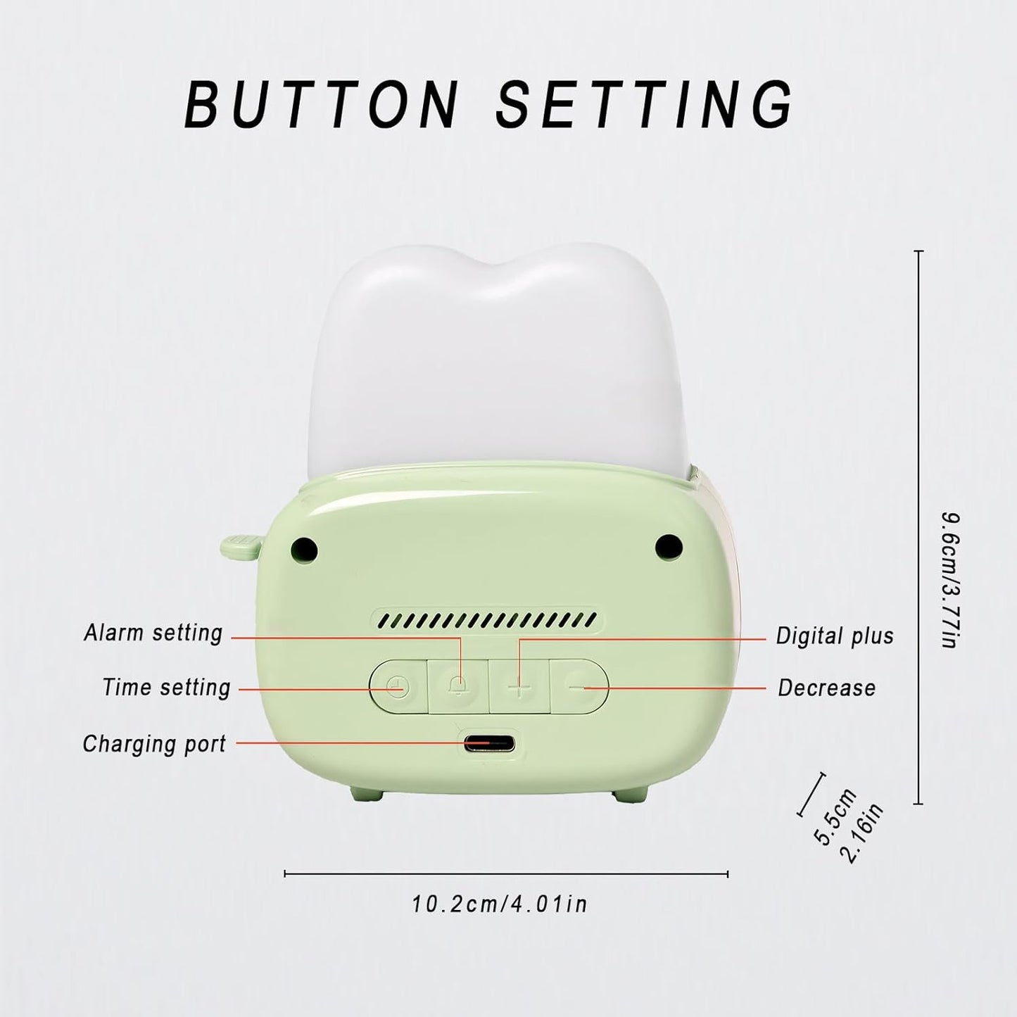 Kids Alarm Clock Cute Toaster Styling with 15 Minutes Sleep Timer Small Clocks Timer Bedside Lamp Adjustable Brightness Bedroom Light for Adults Teens Yellow