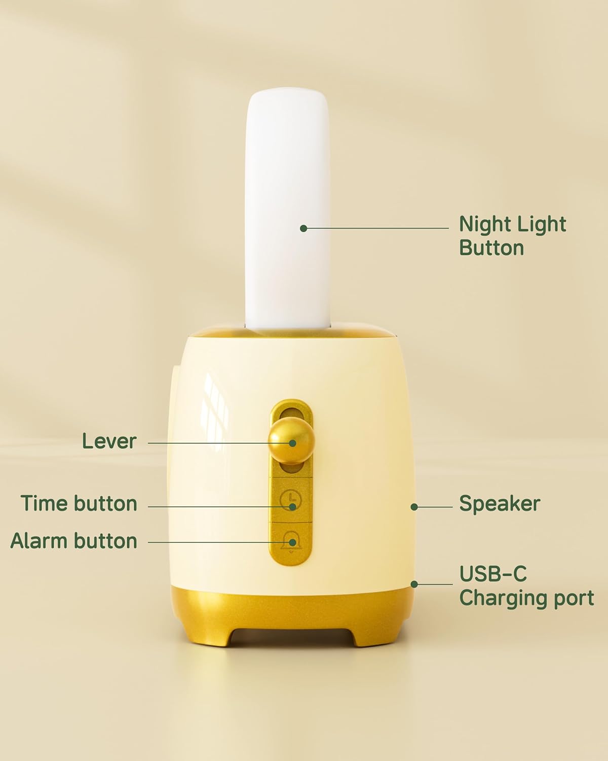 Alarm Clock for Kids, Cute Toast Night Light Alarm Clocks for Bedrooms, Dimming Rechargeable Small Led Desk Clock with Snooze & Countdown for Room Decor, Bedside Clock for Teen Girls Boys