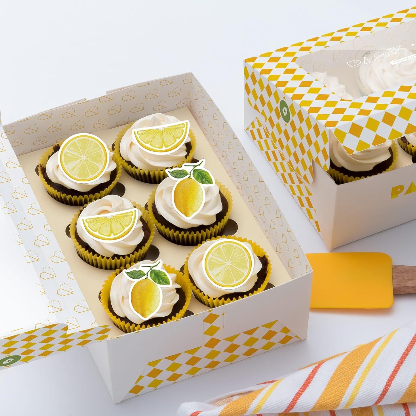 50 PCS Edible Lemon Cupcake Toppers Wafer Paper Lemons Fruit Cake Toppers Edible Lemon Party Decorations Lemonade Theme Baby Shower Wedding Bridal Shower Birthday Party Decor Supplies Yellow