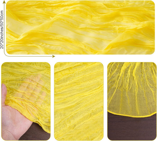 6pcs Cheesecloth Napkins 20 x 20 Inch Boho Dinner Napkins Wrinkled Rustic Linen Table Decorative Cloth Napkins for Wedding Party Baby Shower Family Everyday Use (Lemon Yellow)
