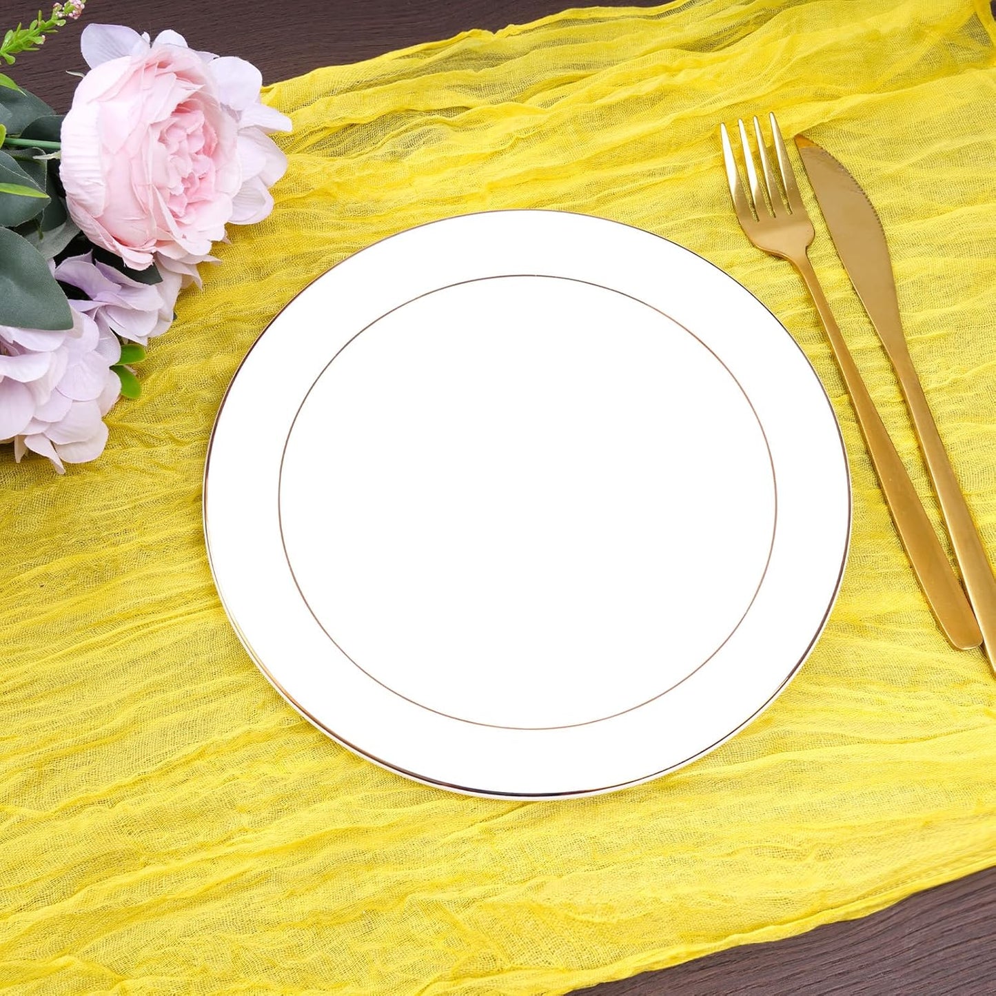 6pcs Cheesecloth Napkins 20 x 20 Inch Boho Dinner Napkins Wrinkled Rustic Linen Table Decorative Cloth Napkins for Wedding Party Baby Shower Family Everyday Use (Lemon Yellow)