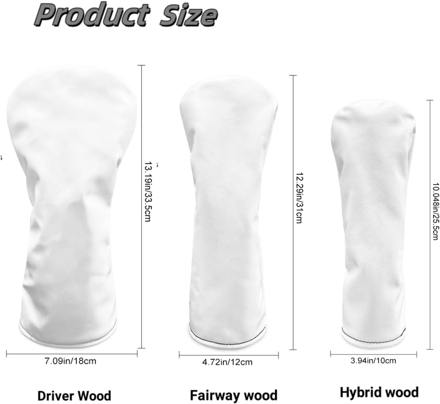 Golf Club Head Cover Waterproof PU Leather Driver Fairway Wood Hybrid Head Cover for Women Men