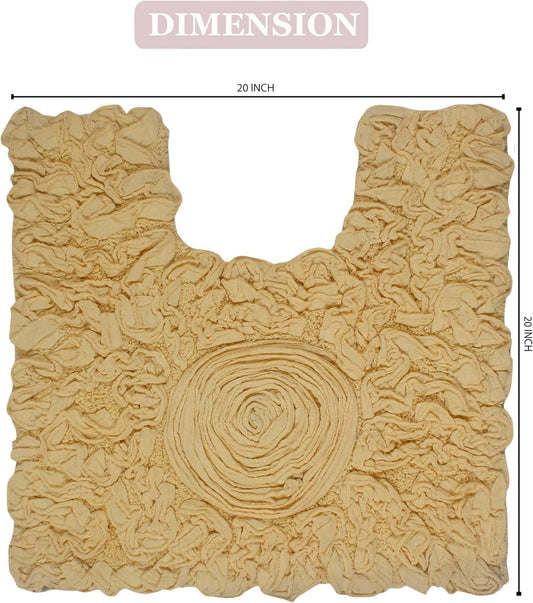 Bell Flower Collection 100% Cotton Tufted Bath Rugs, Extra Soft and Absorbent Bath Rugs, Non-Slip Bath Mats, Machine Washable, Bath Mats for Bathroom Floor, 20"x20" Contour, Yellow