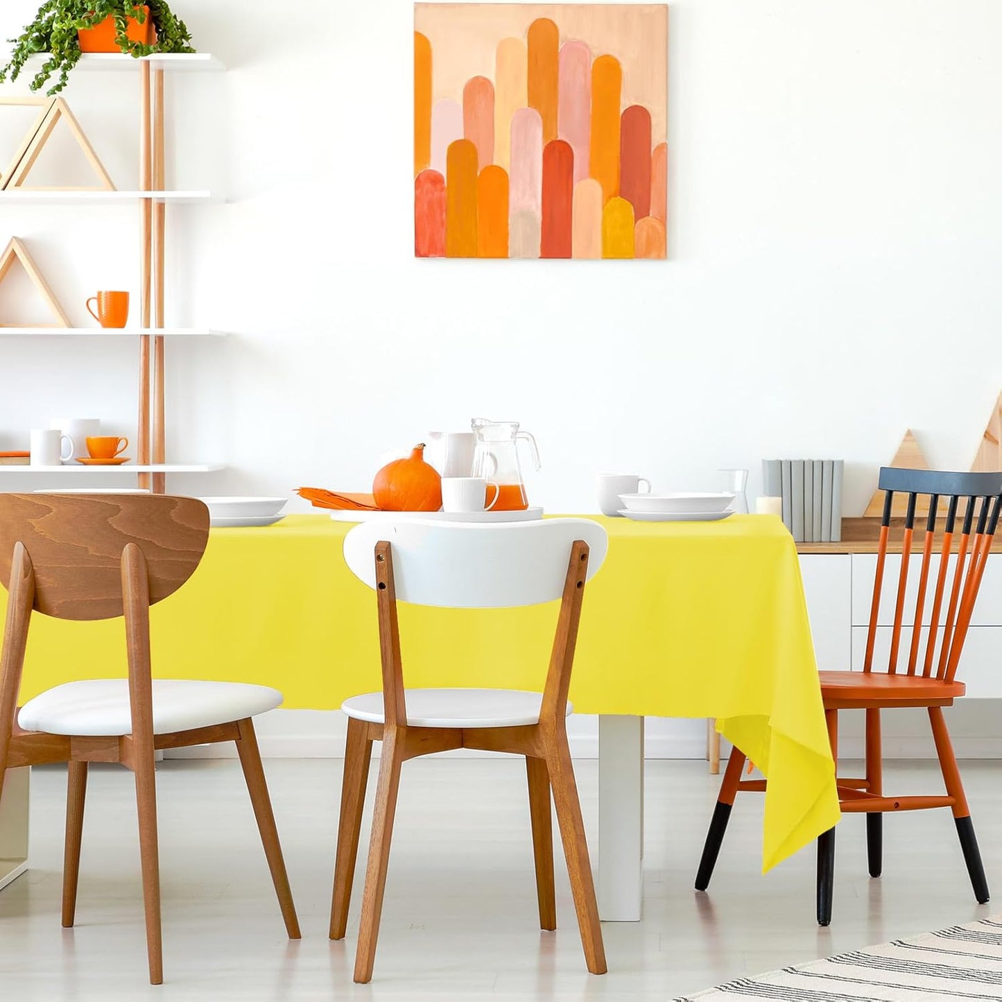 2PCS Yellow Plastic Tablecloths 54 x 108 Inch, Disposable Table Cloths Rectangle Party Table Covers