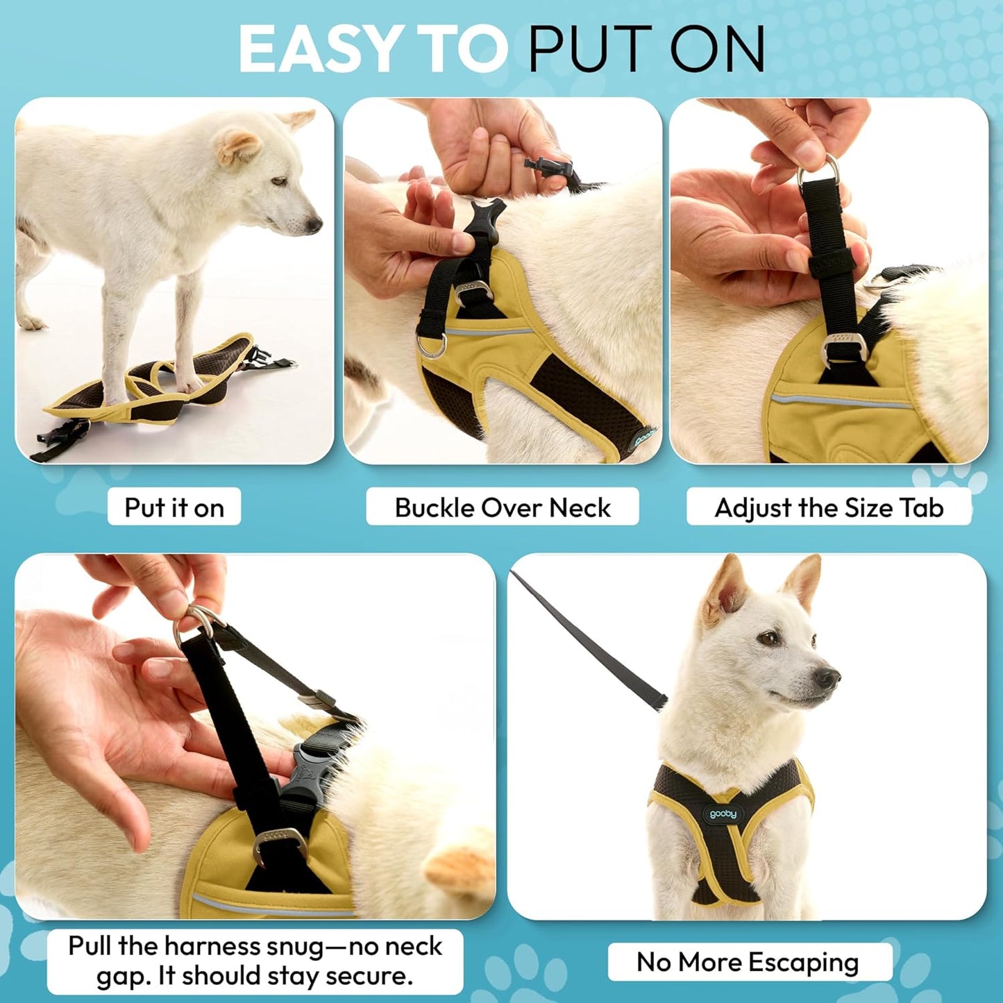Escape Free Easy Fit X Step-in Dog Harness, Miami Yellow, X-Large | Patented escape-free, tightens on back-out; Choke-free X-frame + V-neck; Quick-release buckle; Reflective trim