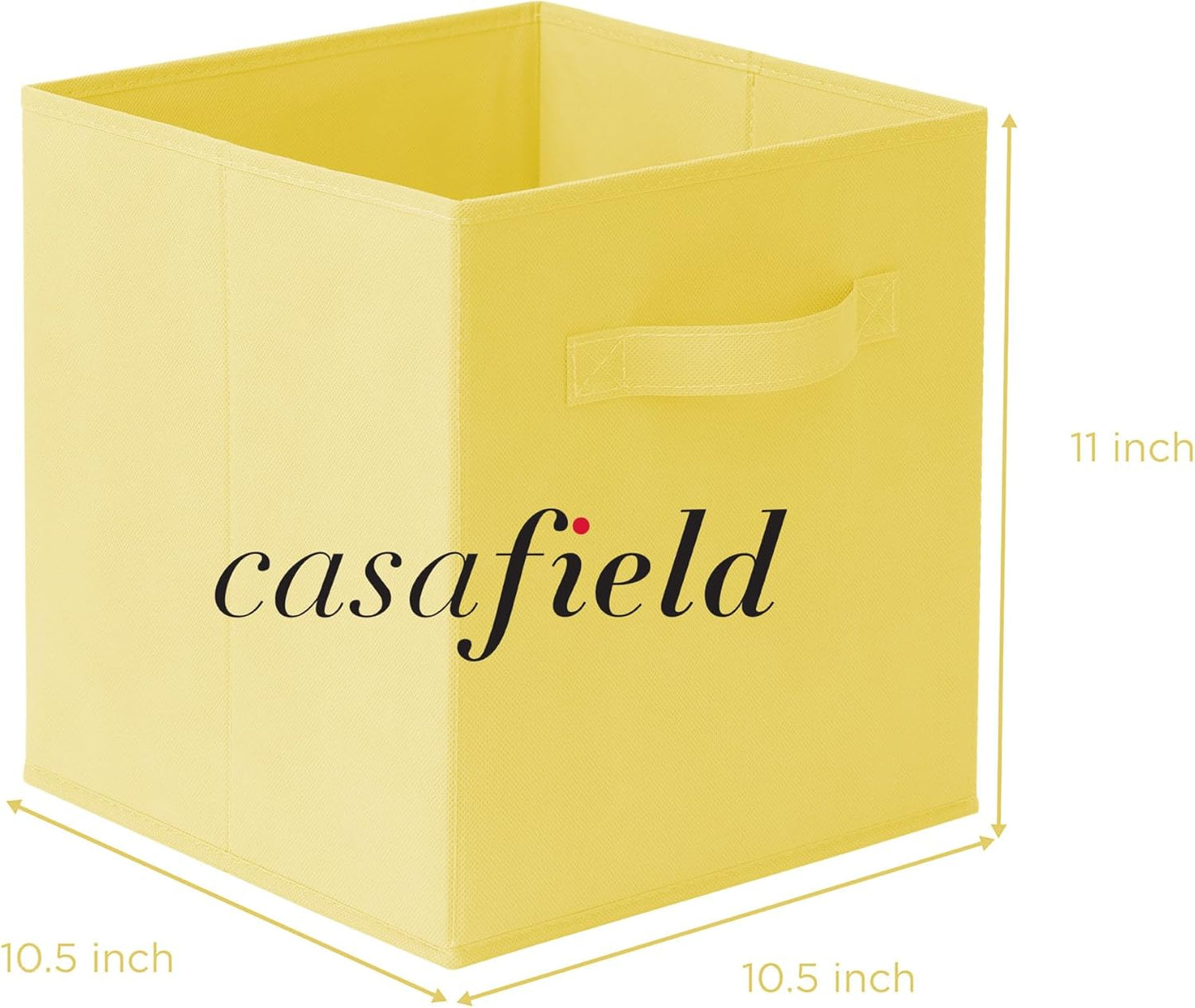 Set of 6 Collapsible Fabric Cube Storage Bins, Yellow - 11" Foldable Cloth Baskets for Shelves, Cubby Organizers & More
