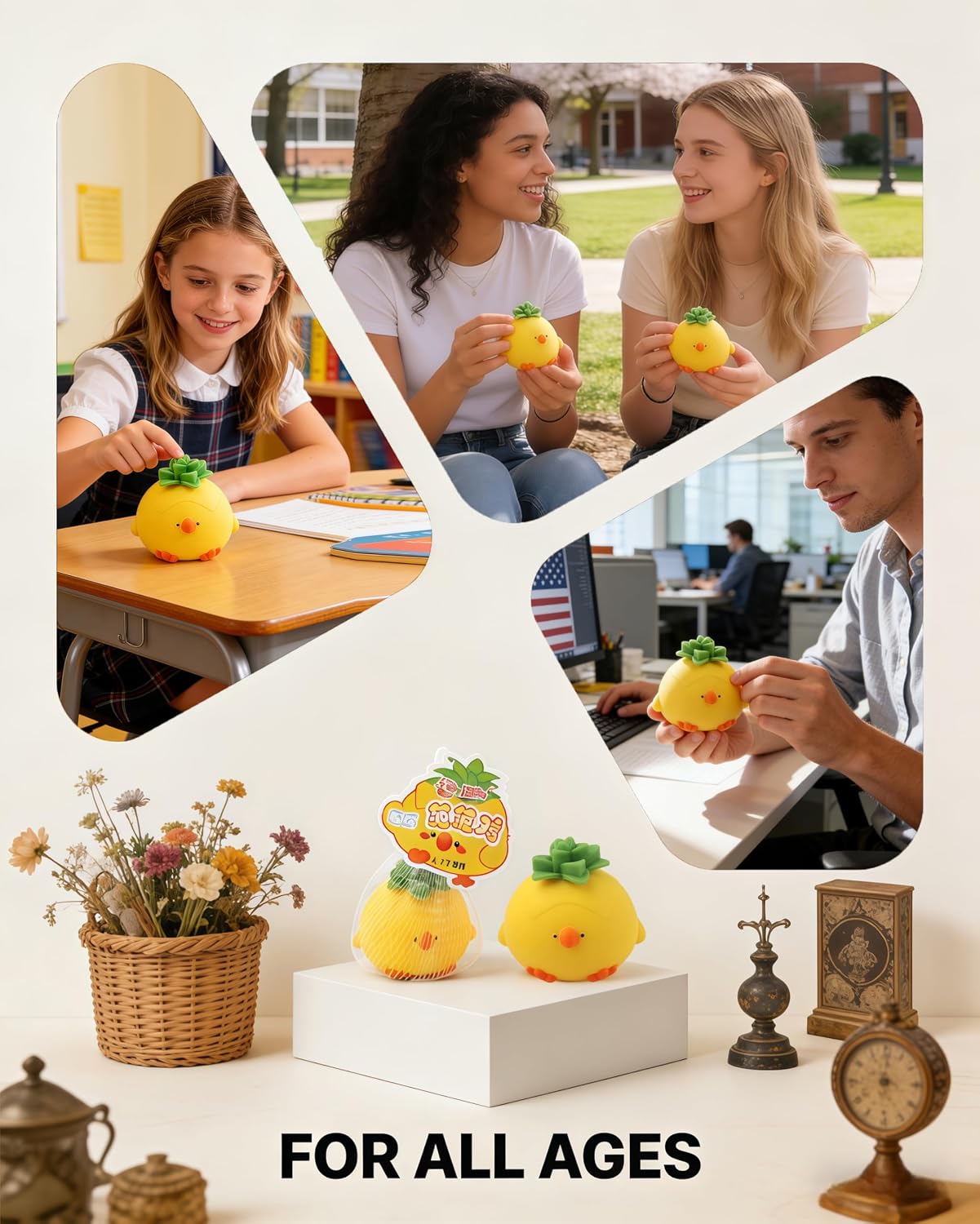 Big Taba Squishy Chick,Ultra-Soft Sensory Fidget Toy for Anxiety Relief, Focus & Calm | TPR Stress Toy for Adults, Kids, Teens, ADHD & Autism Support, Easter Basket fillers (Yellow)