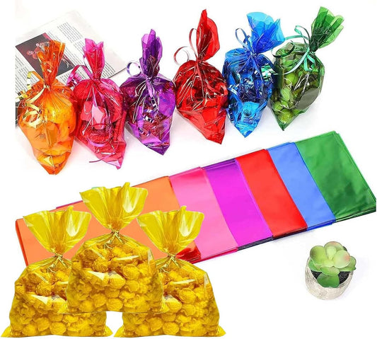 100Pcs Yellow Gift Bags,Cellophane Bags,Treat Bags,Goodie Bags,Candy Bags They are Suitable for Valentine, Birthday, Cookie Snack Packing Party Favor Supplies 6x9 inch