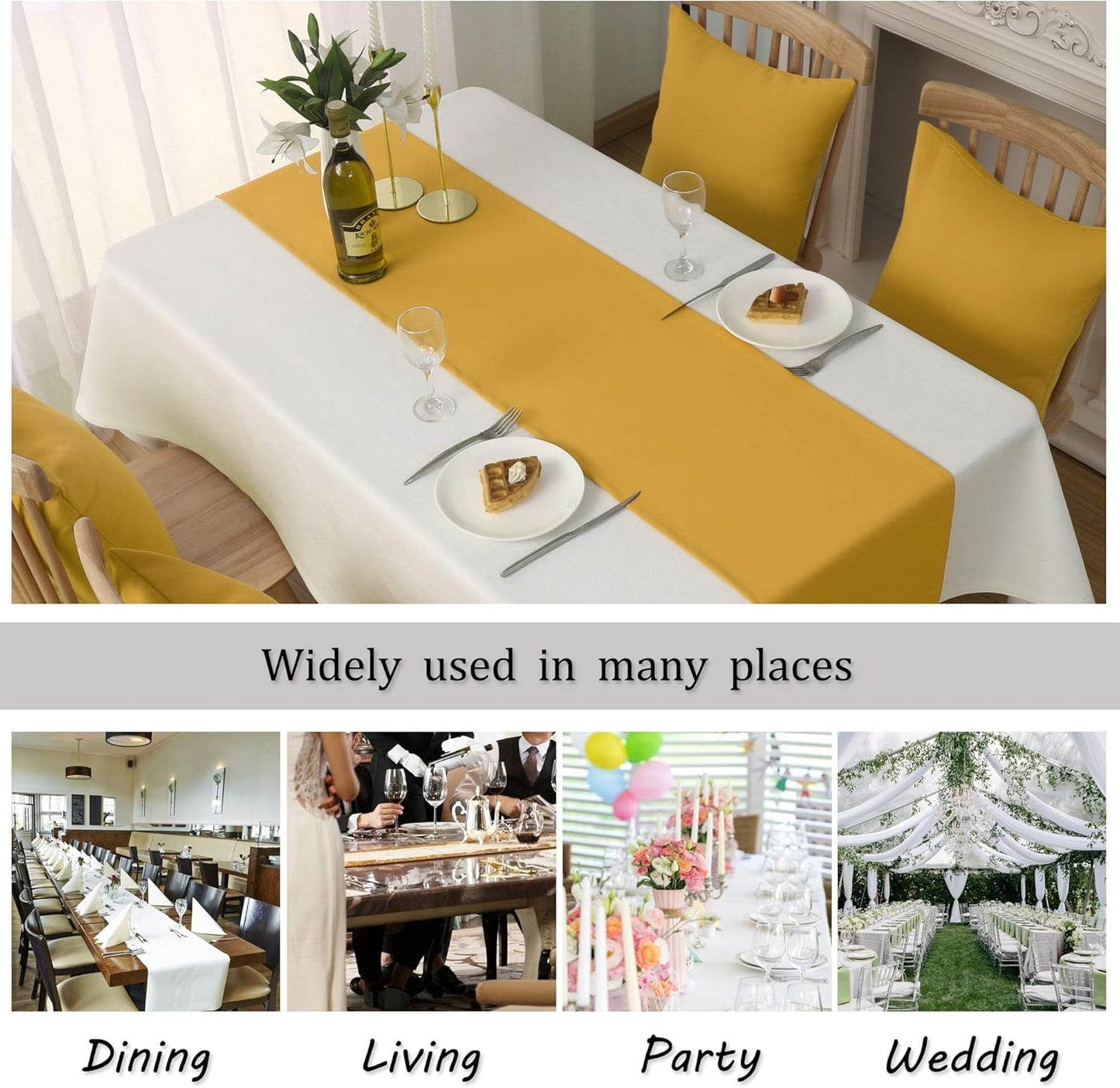 Table Runner Yellow 12 x 72 Inches Long Vivid Fall Yellow Table Runner for Wedding Family Dinner Indoor/Outdoor Picnics Table Handmade Table Runners 12" x 72" 1 Piece