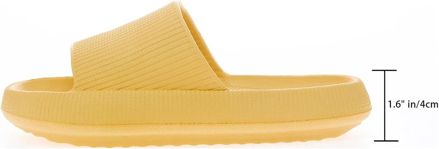 Pillow Slippers for Men and Women - Cushioned Thick Sole Non-Slip Bathroom Slides, Comfort Indoor & Outdoor Shower Sandals