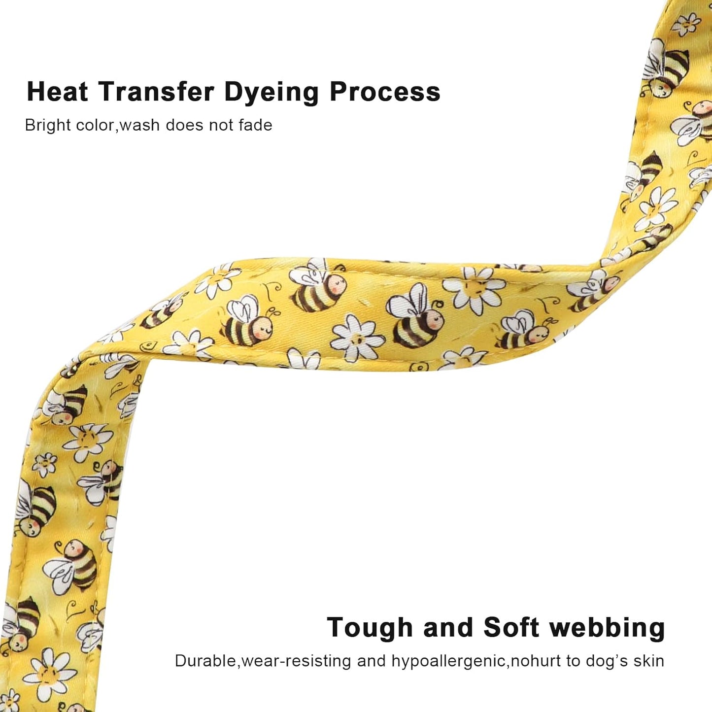 Spring Dog Collar- Cute Bees Yellow Dogs Collar with Plastic Buckle and Bee Pendant,Dog Collar for Small Medium Dogs