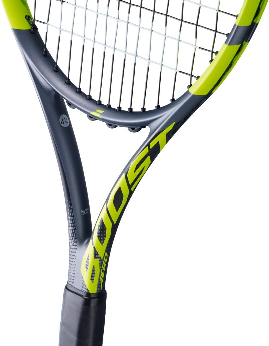 Boost Aero Strung Tennis Racquet, Grey Green/Yellow