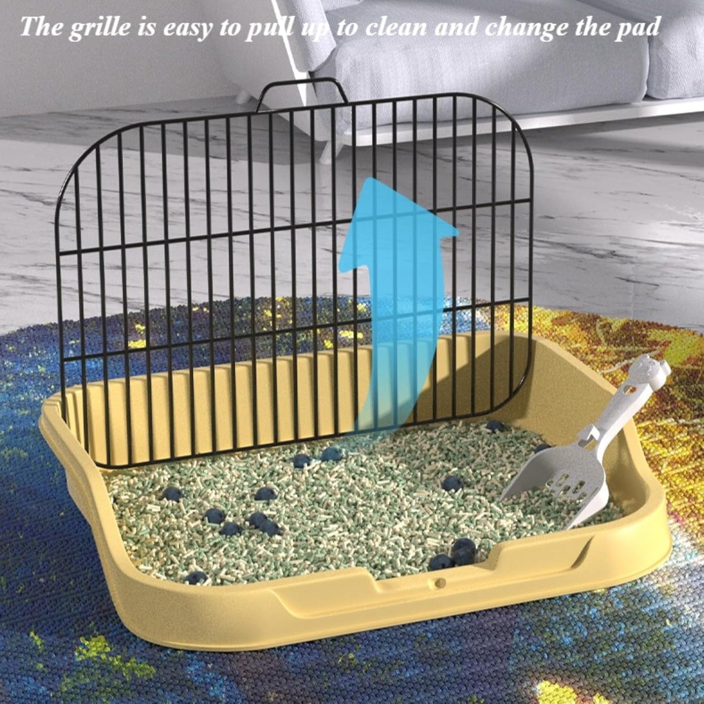 Dog Toilet with Pee Pad Holder, Indoor Dog Training Potty Tray, 19.29" L x 15.35" W x 4.33" H Plastic Dog Litter Box, Portable Pet Toilet for Small Medium Dogs(Yellow)