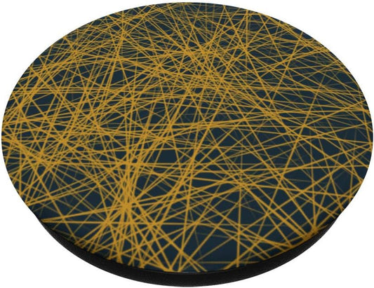 Navy and Mustard Yellow Geometric Line Pattern PopSockets Grip and Stand for Phones and Tablets