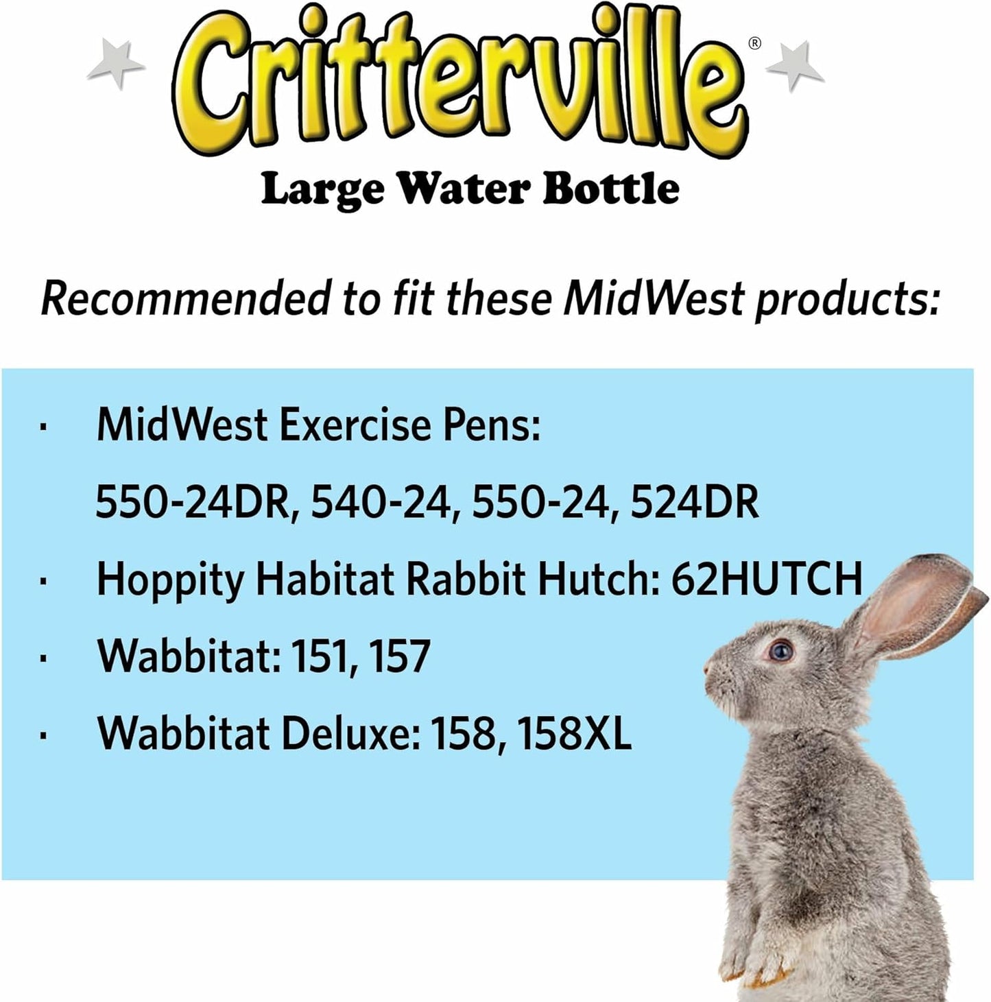 Large Animal Water Bottle | Ideal for Hamsters, Mice, Guinea Pigs & Rabbits, Large