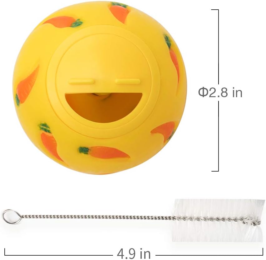 Treat Ball, Snack Ball for Small Animals (Small, Yellow & Green)