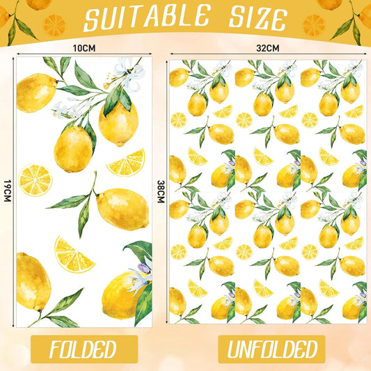 120 Lemon Napkins - 3 Ply Disposable Yellow Citrus Fruit Guest Towels for Kitchen, Bathroom, Tea Party, Baby Shower