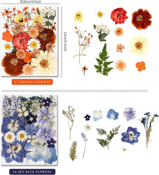 110+ Pcs Dried Pressed Flowers for Resin Crafts Colorful-C | real dry flowers and Leaves with Tweezers for resin molds DIY jewelry, scrapbooking, soap, candles, Nails DΓ©cor, Cards