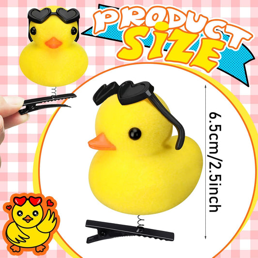 12 Pcs Duck Hair Clips Cute Festival Rave Sprouts Yellow Duck Hairpin Kawaii Cartoon Hair Accessories for Kids Adults Back to School Christmas Summer Party Props(Sunglasses Style)