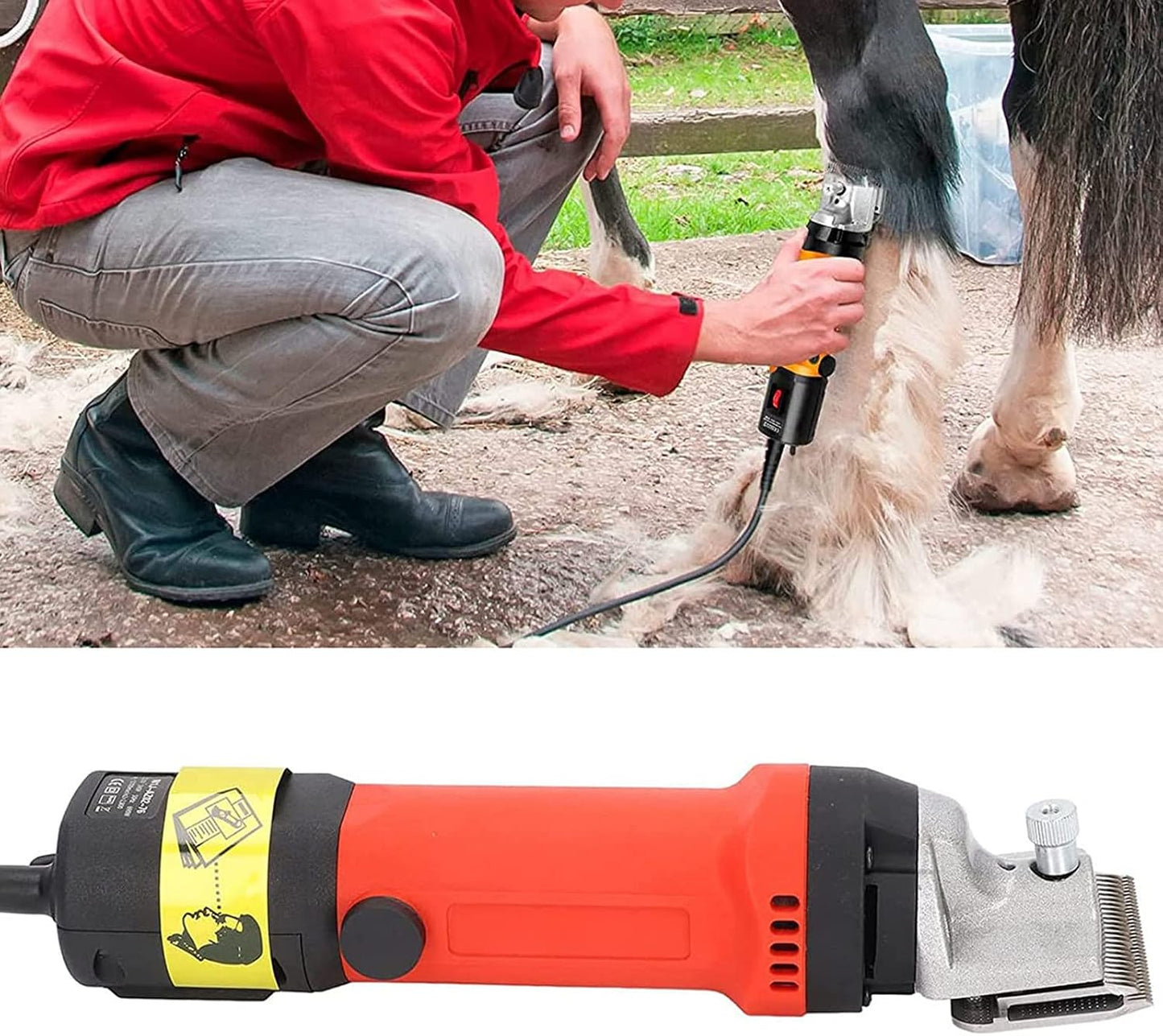 Horse Care Clippers, Electric Grooming Kit, Animal Electric Clipper, Portable Hair Fur Grooming Clippers for Horse Goats Cattle Thick Coat Animals Farm Livestock Pet Supplies,Yellow-220V
