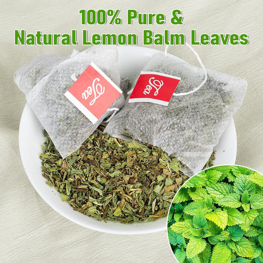 Lemon Balm Tea Bags, Pure & Natural Dried Lemon Balm, Herbal Tea Bags with Caffeine Free, Premium Lemon Balm Leaf for Calming and Digestion Support (1 Pack/50 Bags)