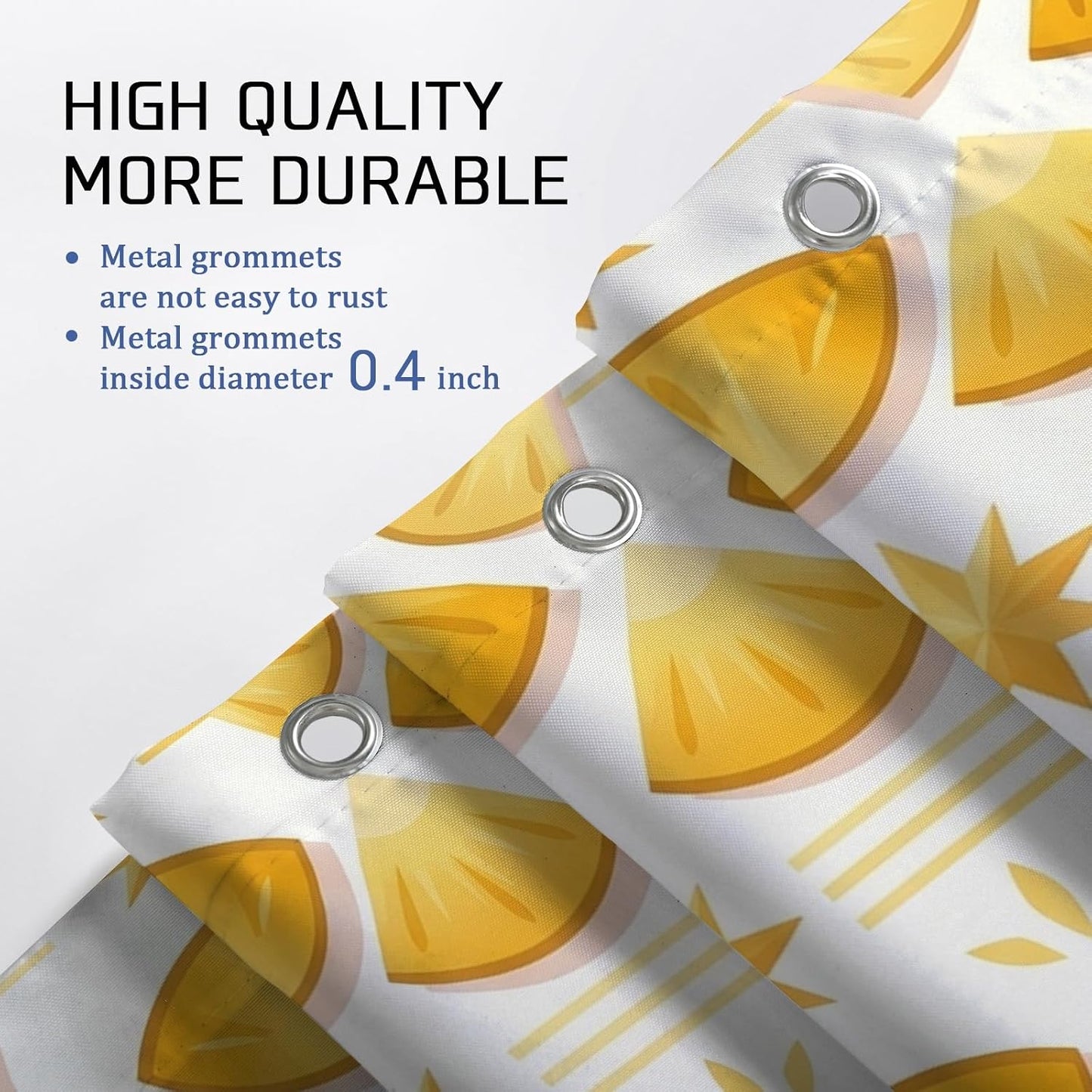 Lemon Shower Curtain, Summer Bright Star Slice Summer Yellow Washable with Hooks Decorative Bathroom Curtain for Bathroom Toile Guest Room Decor 62x72 Inch