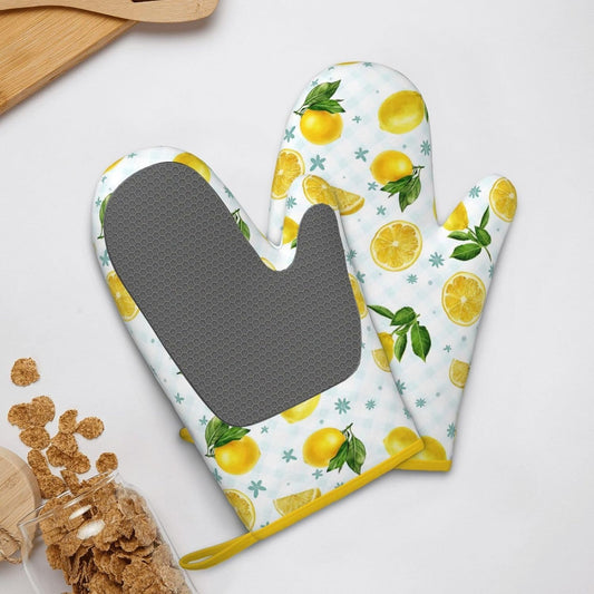 Lemon Oven Mitts Heat Resistant Yellow Cute Oven Gloves Mitt Kitchen Decor Pot Holders Hot Pads Baker Stuff Chef Cooking Baking Gifts for Women Bakers Mother's Day