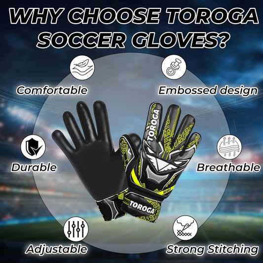 Goalkeeper Gloves for Kids & Youth – Soccer Goalie Gloves, Strong Latex Grip, Double Wrist Support & Breathable Mesh – Boys Football Gloves