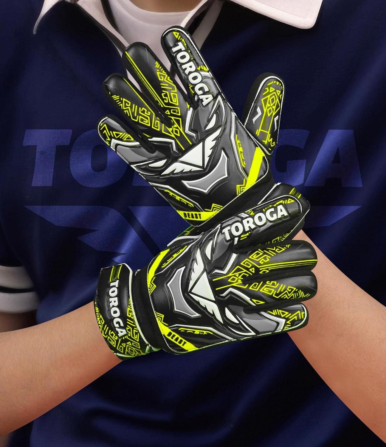 Goalkeeper Gloves for Kids & Youth – Soccer Goalie Gloves, Strong Latex Grip, Double Wrist Support & Breathable Mesh – Boys Football Gloves