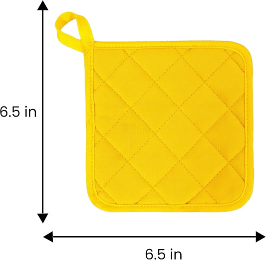 Economical Lightweight Bulk Potholders Ten (10) Pack Everyday Quality 6.5" Square Perfect for Craft Projects Yellow
