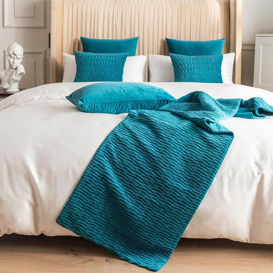 End of Bed Throw Runner,Bed Runners & Scarves Quilted, Bed Scarf and Matching Pillow Covers for Hotel(Yellow B,2 x Pillowcase 30x50cm)