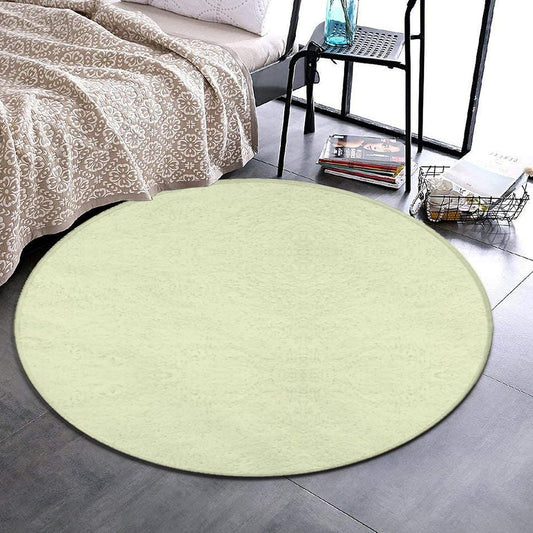 Large Home Decor Mat, Soft Round Yoga Carpet, Non Slip Machine Washable Kitchen Office Circle Rug Light Yellow