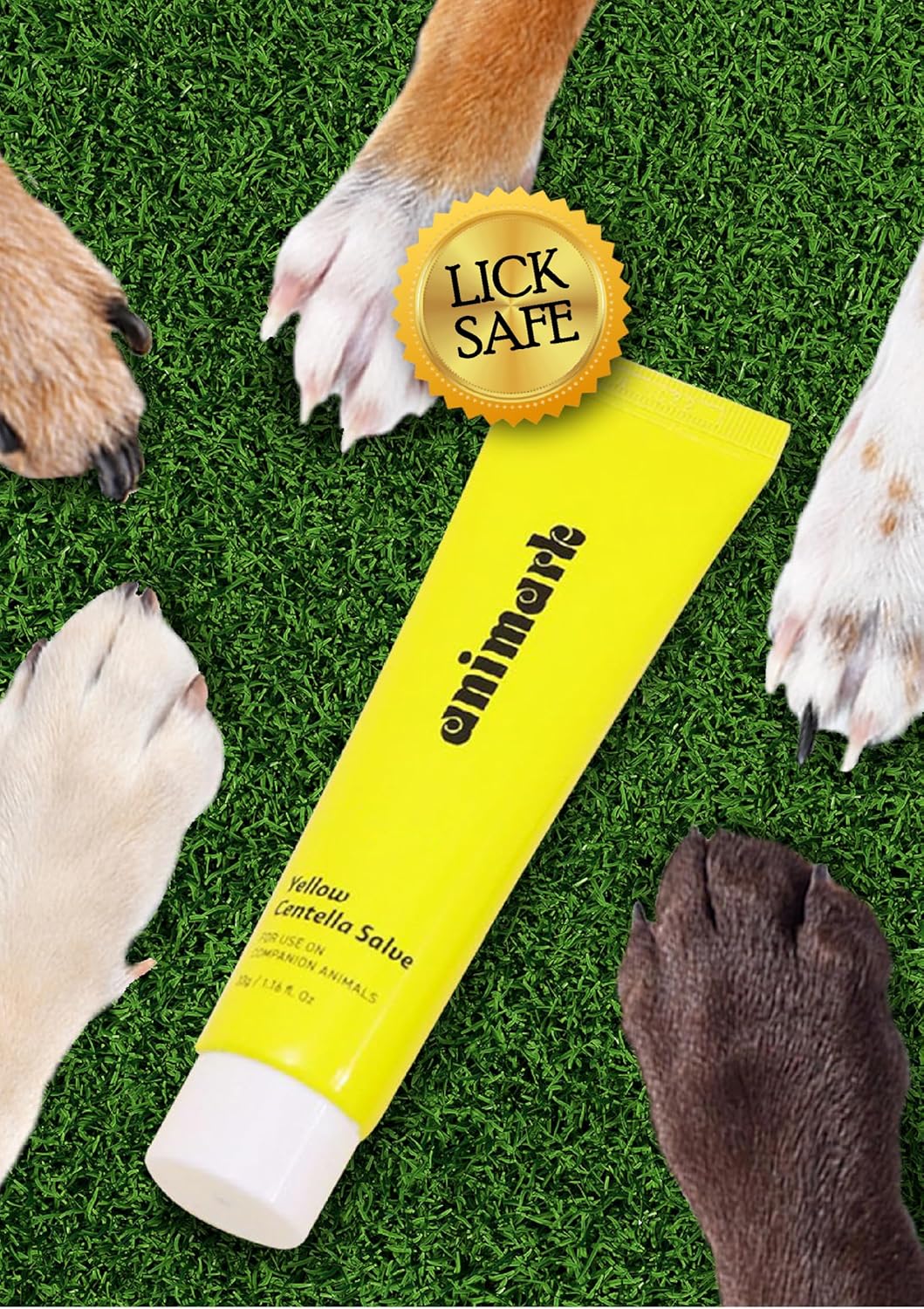 Yellow Centella Salve – Hot Spot & Wound Care Ointment for Dogs, Cats & Small Animals – Lick-Safe, Fast-Acting, Steroid-Free, Natural Healing Balm for Cracked Paws & Skin Irritation, 0.24 oz