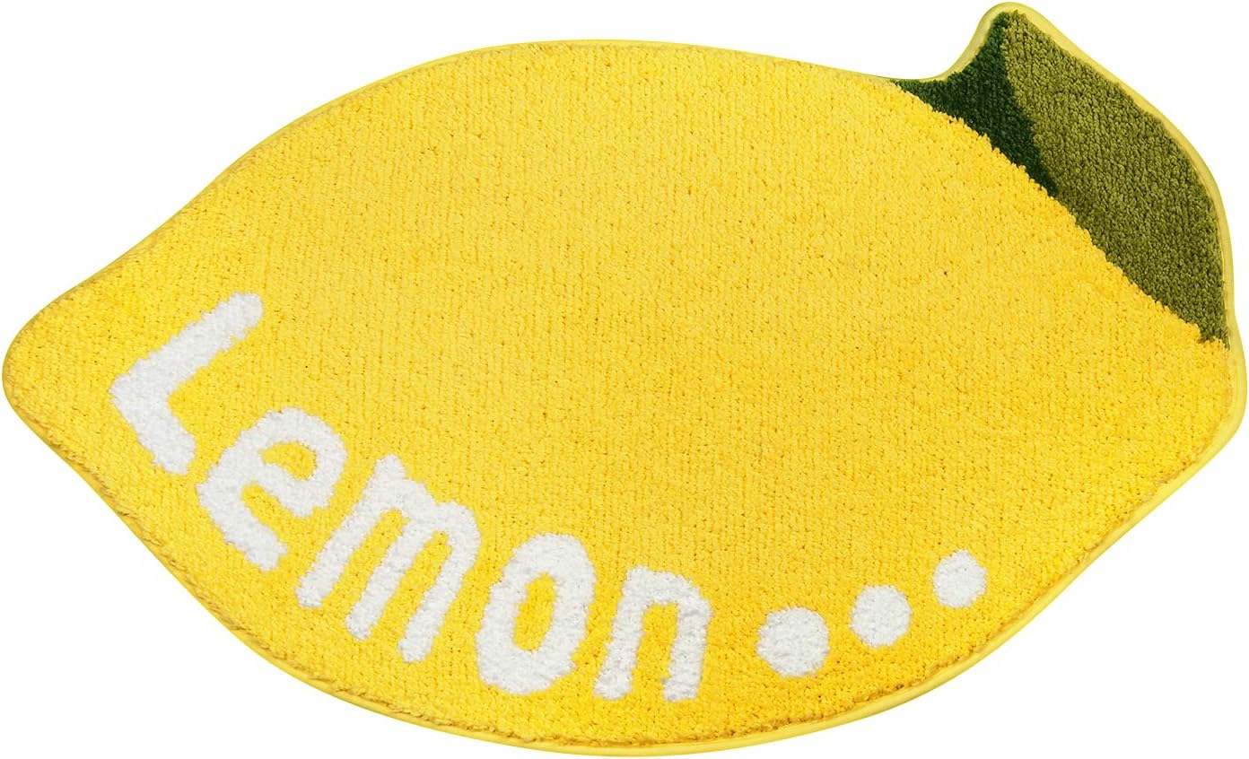 Bathroom Rugs Mat 31.5x19.7IN Lemon Shaped Bath Mat for Bathroom Non Slip Washable Soft Absorbent Cute Yellow Bath Rug Plush Bath Carpet for Tub Shower Sink Fluffy Entryway Doormat