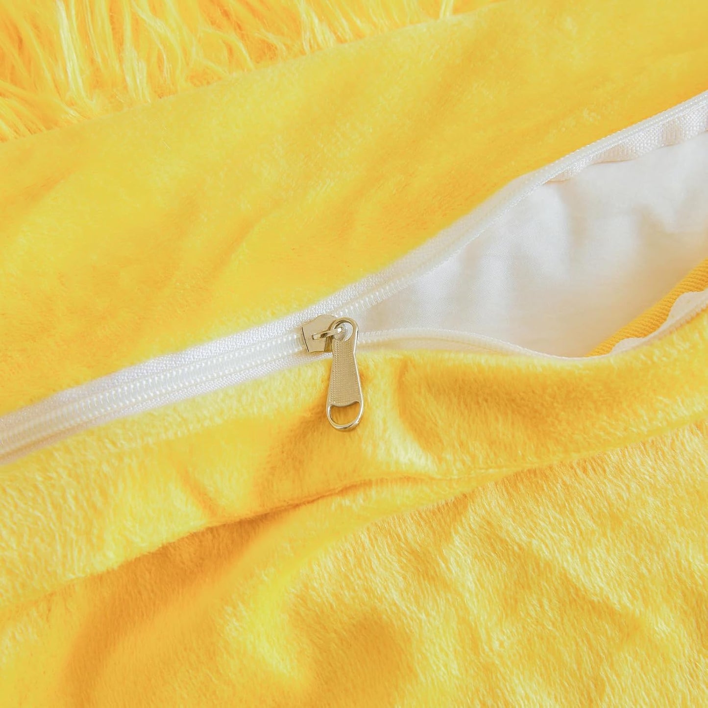 Fluffy Plush Yellow Comforter Cover Set, Luxury Ultra Soft Faux Fur Duvet Cover 3 Pieces (1 Fuzzy Duvet Cover + 2 Shaggy Pillowcases), Zipper Closure (Queen, Yellow)