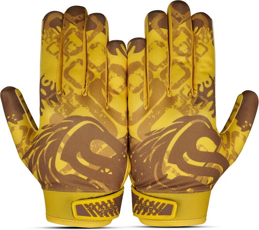GripX Pro Football Gloves – Sticky Grip Receiver Gloves for Adults & Youth | All-Weather Nano Sweet Palm, Breathable Stretch Fabric, Secure Wrist Fit – Yellow