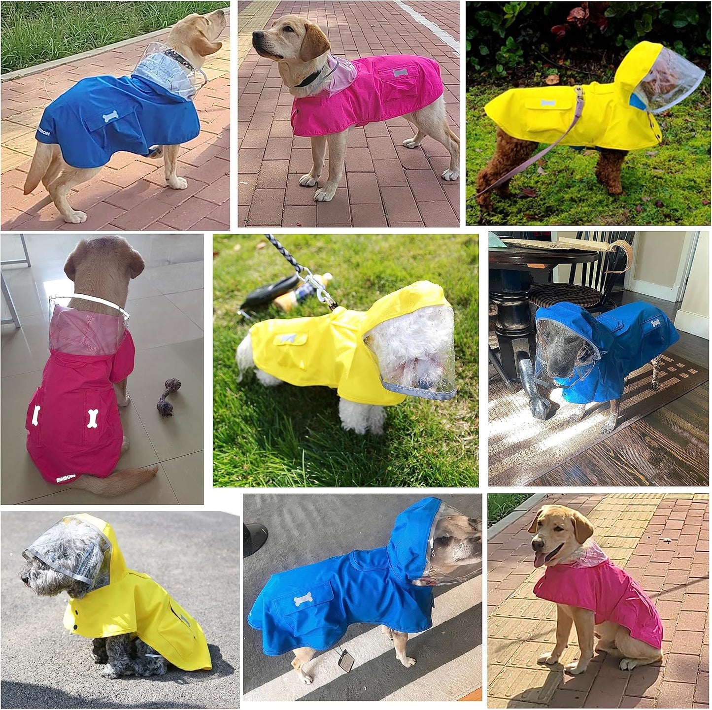 Waterproof Dog Raincoat, Adjustable Reflective Lightweight Pet Rain Clothes with Poncho Hood (3X-Large, Yellow)