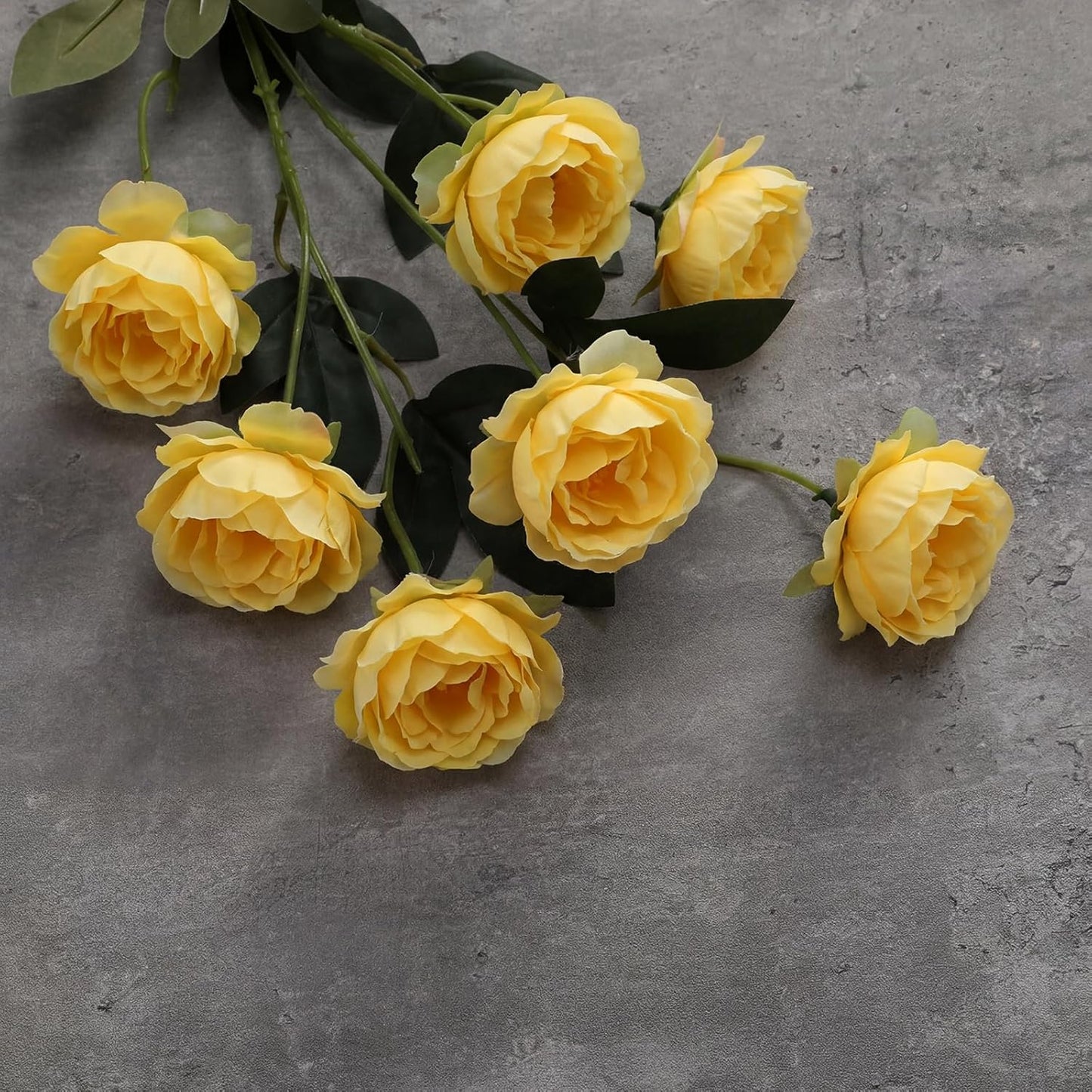 6 Pcs 32" Large Yellow Artificial Peonies Stems Flowers, Real Look Faux Silk Peony Bouquet 42 Heads Total for Vase Filler, Farmhouse Rustic Neutral Home Decor, Wedding Centerpieces