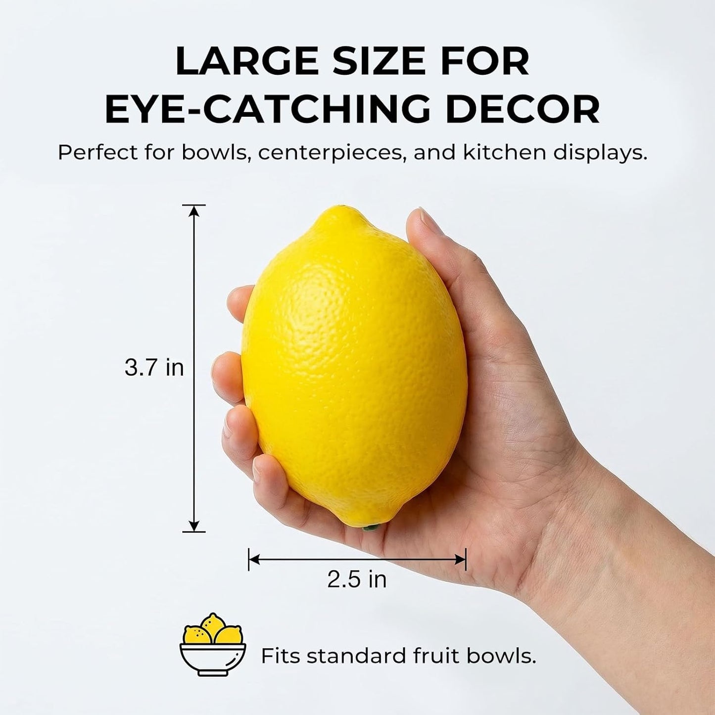 12PCS Large Artificial Lemons, 3.7″ X 2.5″ Vivid Faux Lemons | Fruit Bowls, Home Kitchen Decor, Party Photography Props, Lifelike Yellow Lemons, Table Centerpiece Display