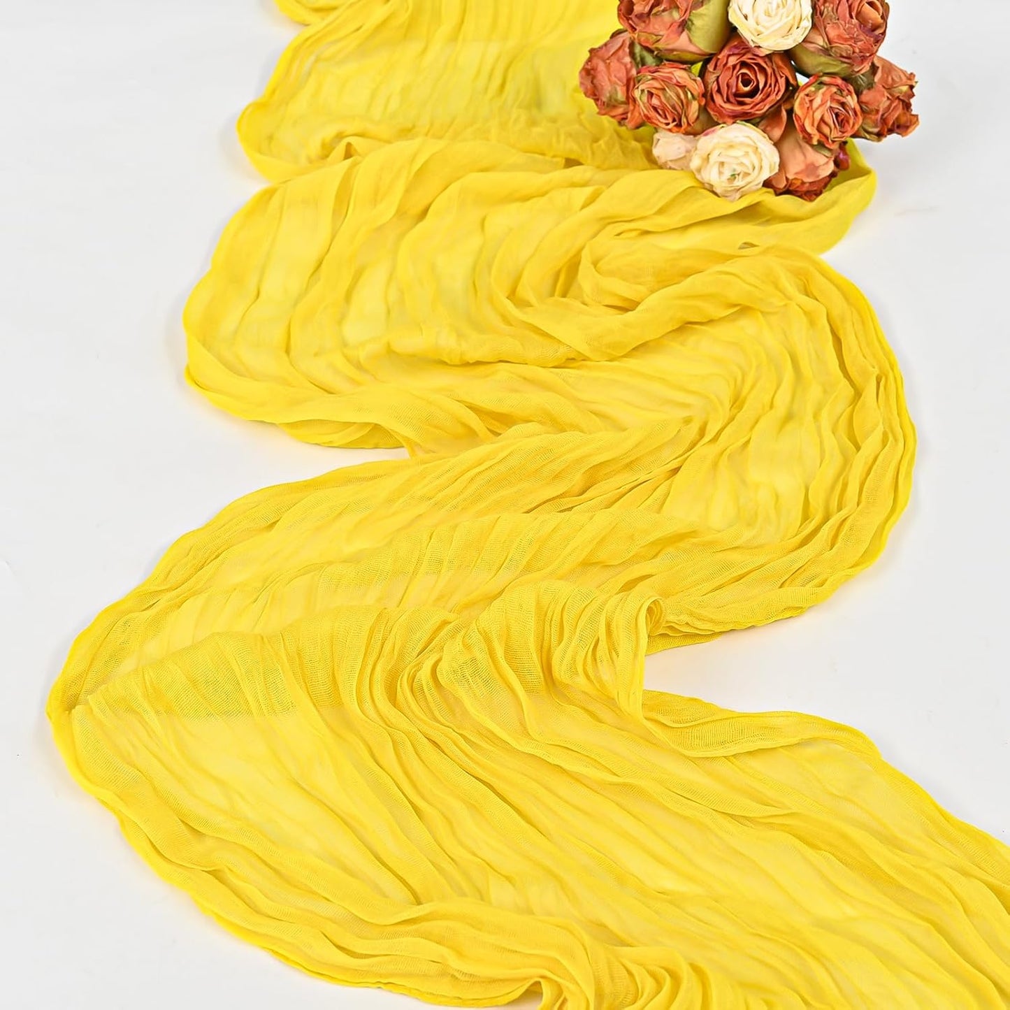 6 Pack Yellow Cheesecloth Table Runner 10FT Cheese Cloths for Wedding Decor, 20x120inch Rustic Boho Gauze Table Runners for Wedding Party Bridal Shower Table Decoration