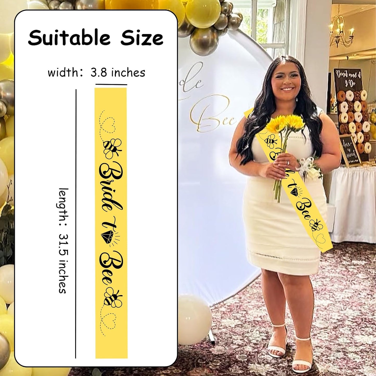 Bride To Bee Sash for Bridal Shower - Bee Bachelorette Party Decorations, Bride To Bee Bridal Shower Party Decor, Bee Themed Engagement Wedding Party