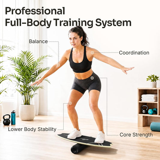 Balance Board - 7 Mode Wobble Board with Roller & Ball | 7 Modes Balance Trainer, Adjustable Stoppers for Balance Training, Core Workouts, Stability, Surf Training & Physical Therapy