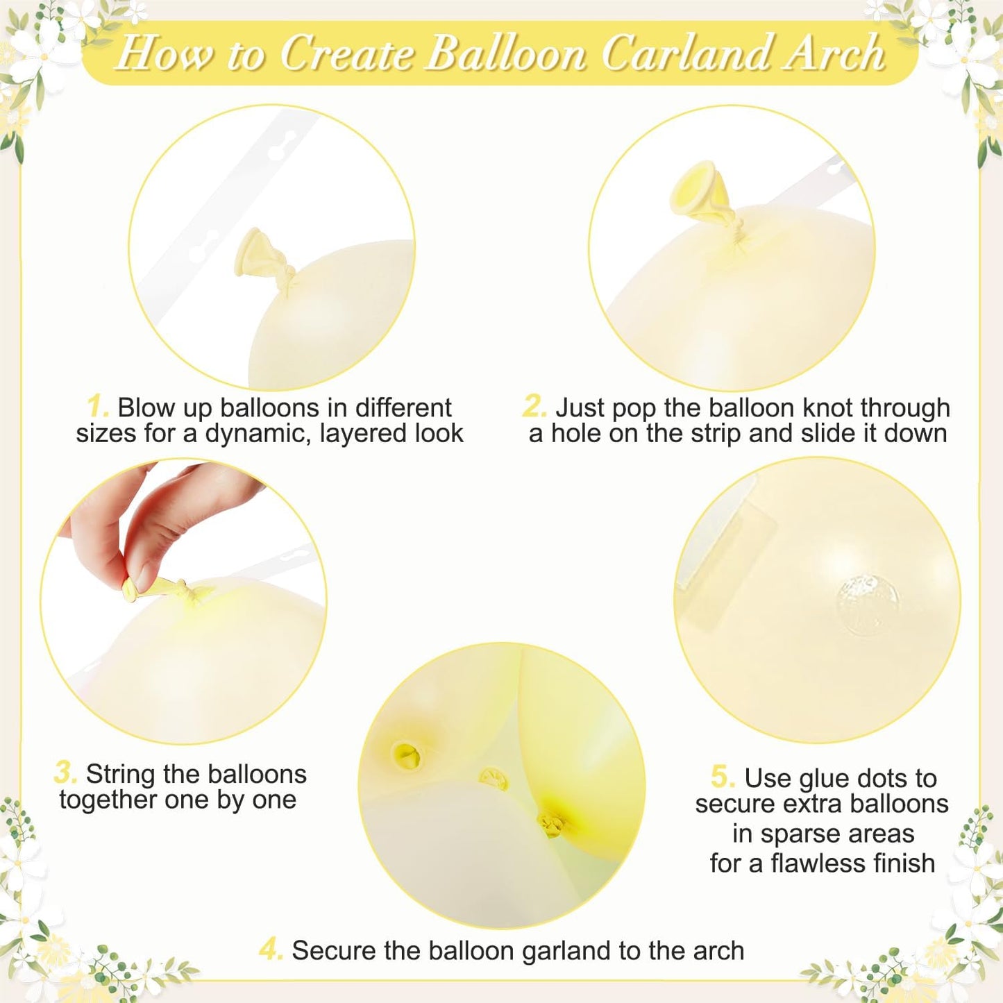 Yellow Balloon Arch Kit for Baby Shower Bridal Shower Decorations | 108Pcs Double Stuffed Pearl Yellow Pastel Yellow White Clear Balloons, Wedding Engagement Birthday Party Decorations