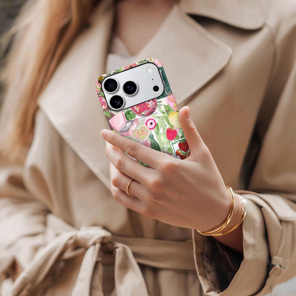 Case for iPhone 17 Pro,Fruit Lemon Leaf Collage Phone Case Military-Grade Drop Protection Cover for Women Girl - Frosted
