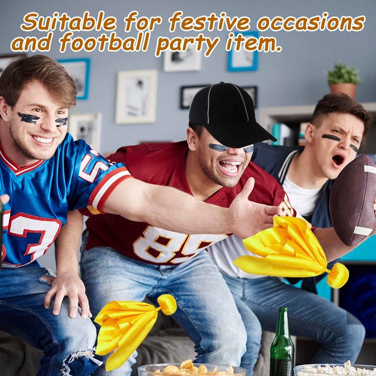 8 Pcs Yellow Penalty Flag Football Flags, Referee Flag, Lacrosse,Sports Fan for Football Games Party Accessory Referee Game, Superbowl Party Decorations
